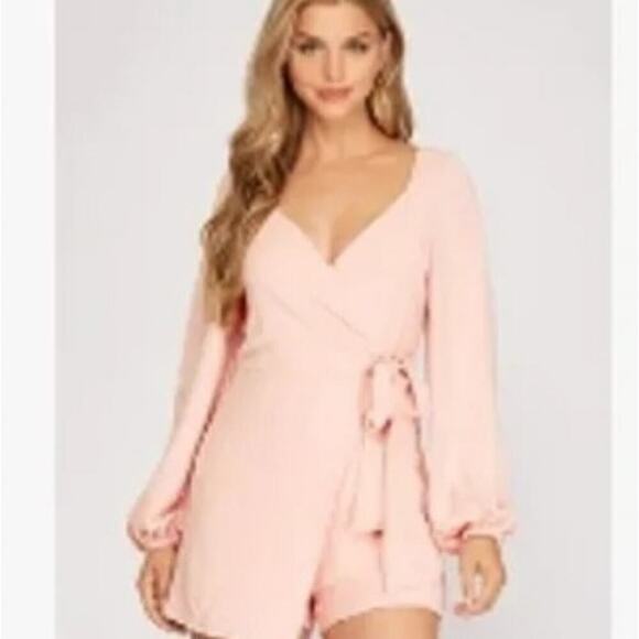 79 SHE & SKY NWT ROSE PETAL PINK ROMPER - Picture 1 of 7